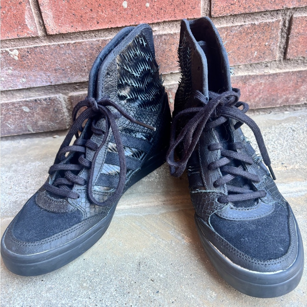adidas Black Textured High-Top Wedge Sneakers